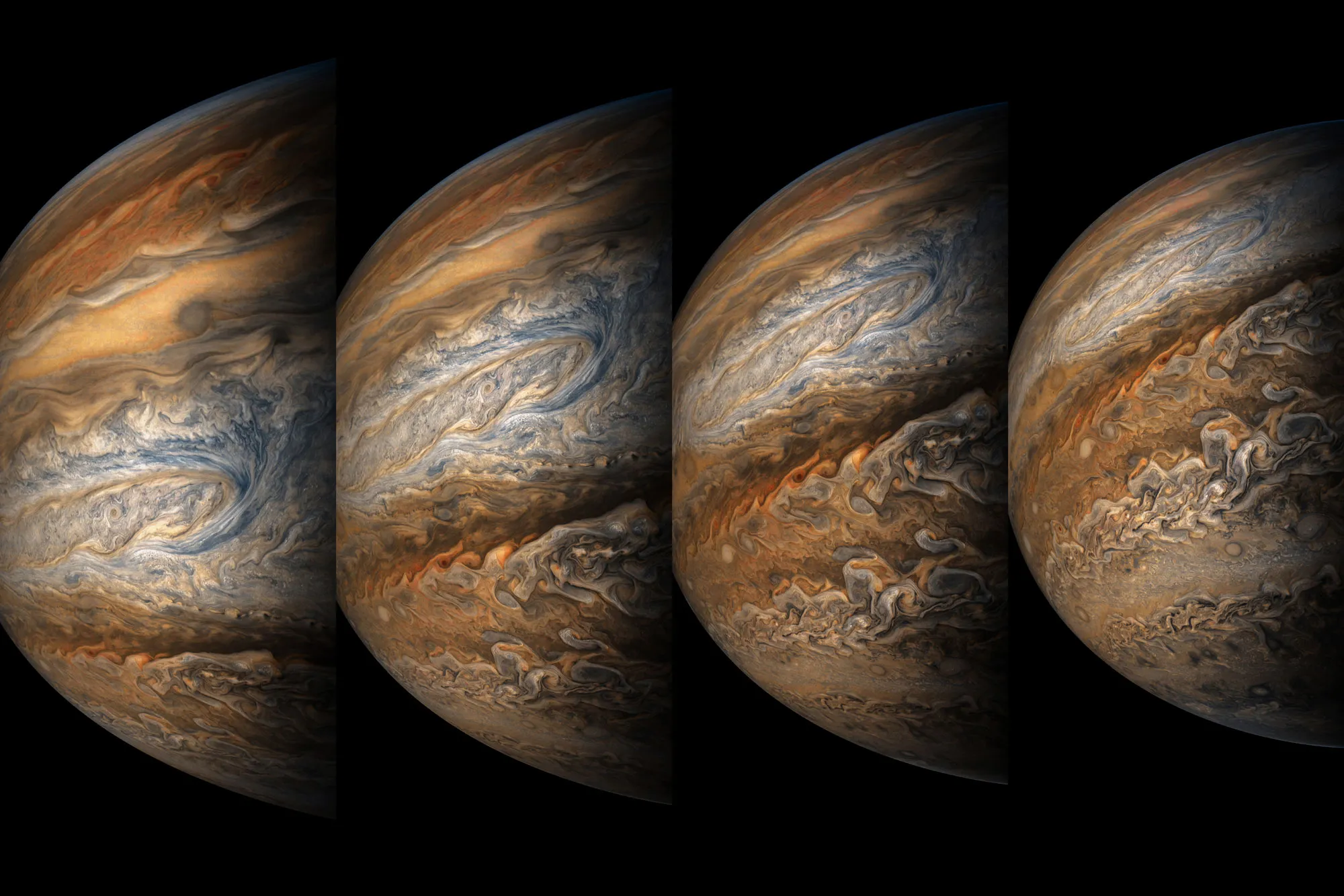 Junos achter Vorbeiflug an Jupiter